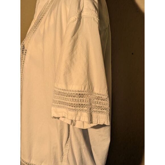 Abercrombie & Fitch L White Guayabera Style Lace Button Up Shirt - Picture 3 of 5